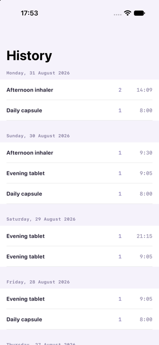 Pasture dose history grouped by day